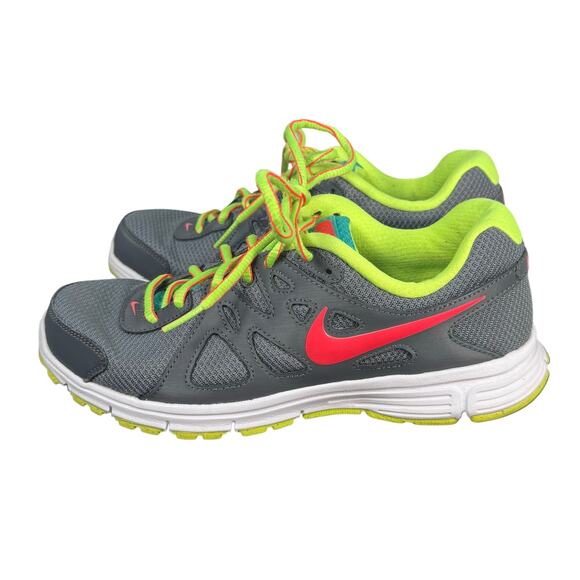 Nike Revolution 554900-026 Gray Neon Green Pink Running Shoes Women’s 7.5 - Picture 9 of 9